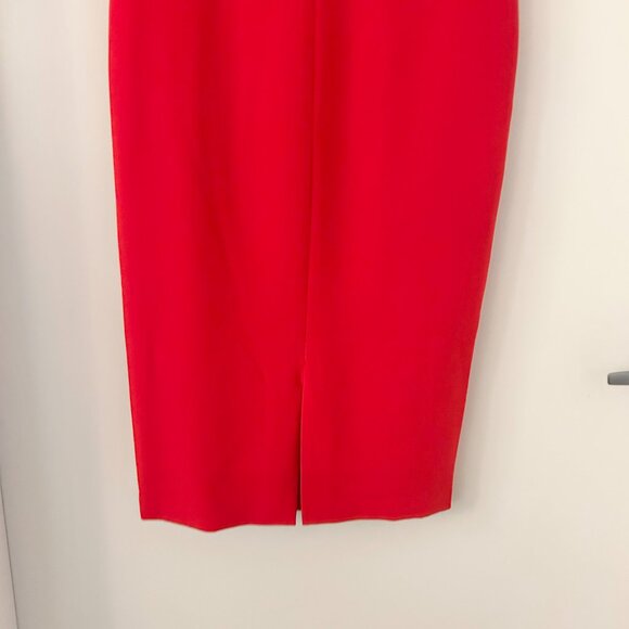 Maggy London Women's Dream Crepe Scalloped Sheath Midi Dress in Red Size 6 - Picture 5 of 10